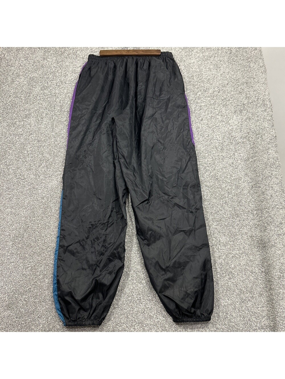 Retro Nylon Windbreaker Pants Black Purple Blue Size XL Champions Choice
